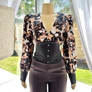 Milk And Honey Corset Like Top Long Sleeve Size L Large